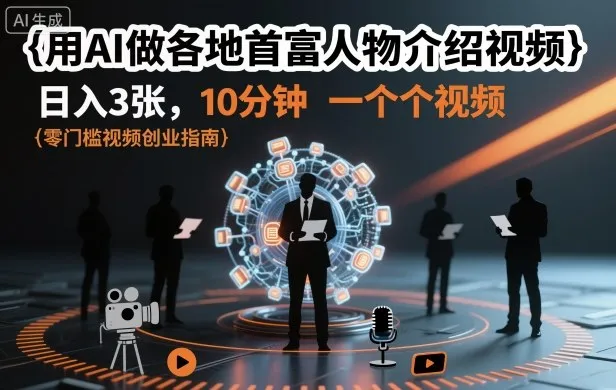 用AI做各地首富人物介绍视频，日入3张，10分钟一个视频-趣酷猫资源网