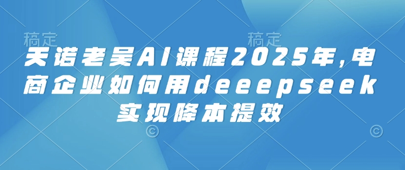天诺老吴AI课程2025年，电商企业如何用deeepseek实现降本提效 - 趣酷猫