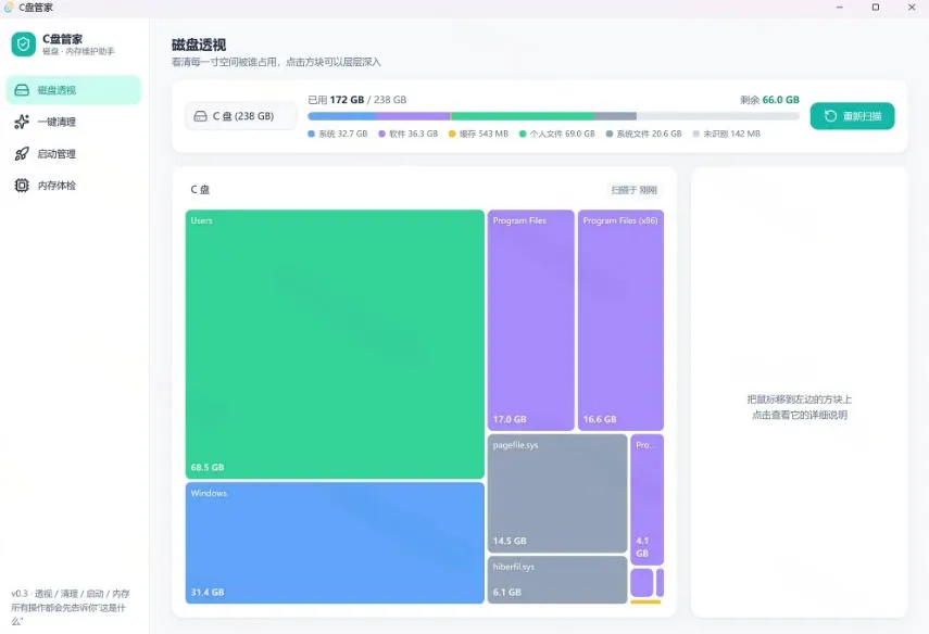 Windows超轻量的C盘管家!超级有特点,支持磁盘分析及清理提醒,2M大小体积,完全免费C盘管家 Windows超轻量的C盘管家!超级有特点,支持磁盘分析及清理提醒,2M大小体积,完全免费C盘管家