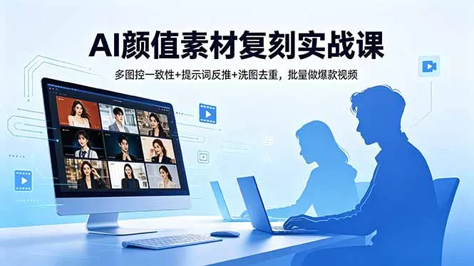 AI颜值素材复刻实战课，多图控一致性+提示词反推+洗图去重，批量做爆款视频_趣客盟
