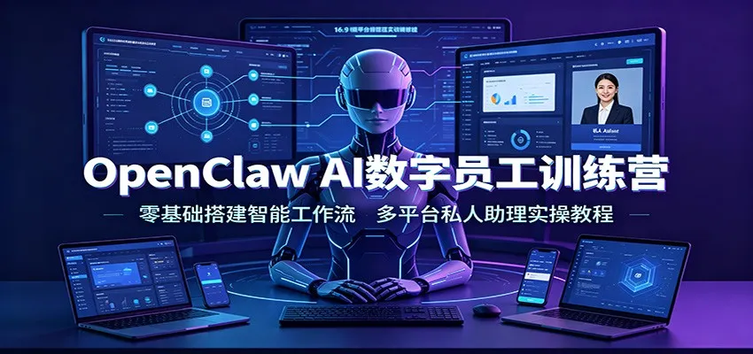 OpenClaw AI数字员工训练营：零基础学建智能工作流，实操多平台个性化助理教程_趣客盟