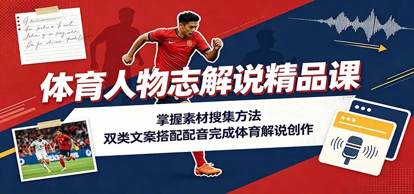 《体育解说高手速成课：素材搜集技巧+双类文案配音，打造专业体育解说作品》 - 趣客盟