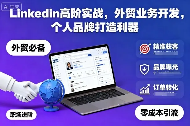 Linkedin高阶实战，外贸业务开发，个人品牌打造利器-趣酷猫资源网