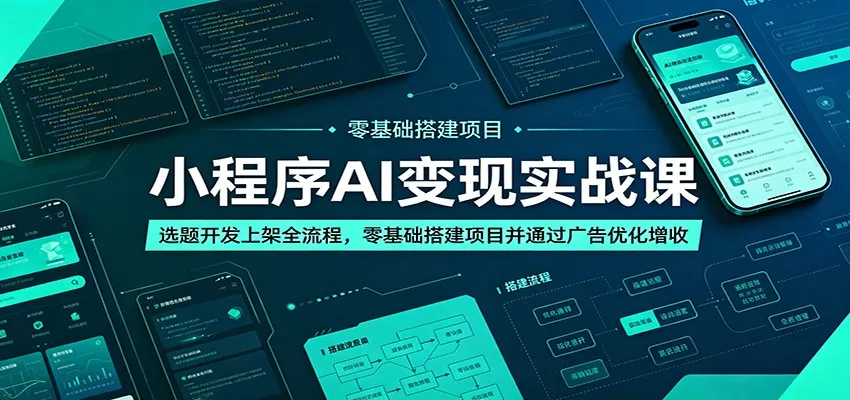 小程序AI变现实战课：选题开发上架全流程，零基础搭建项目并通过广告优化增收_趣客盟