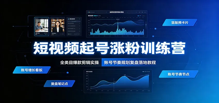 短视频账号快速起量增粉攻略：全品类爆款视频剪辑技巧+账号运营节奏解析与实战教程_趣客盟