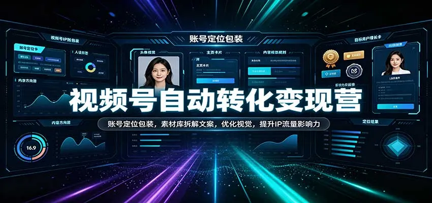 视频号自动变现攻略:账号精准定位与包装、素材库深度拆解文案、视觉优化及IP流量提升技巧 - 趣客盟
