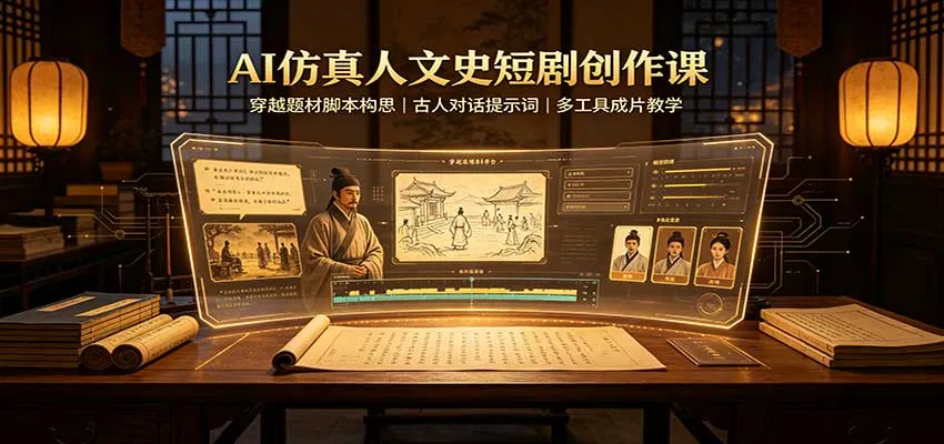 AI赋能历史穿越剧创作课程:脚本撰写技巧、古人对话提示与多工具影视制作教学 - 趣客盟