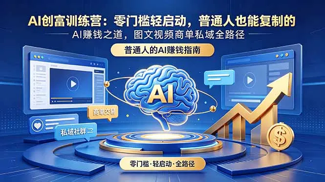 AI创富训练营：零门槛轻启动，普通人也能复制的AI赚钱之道，图文视频商单私域全路径_趣客盟