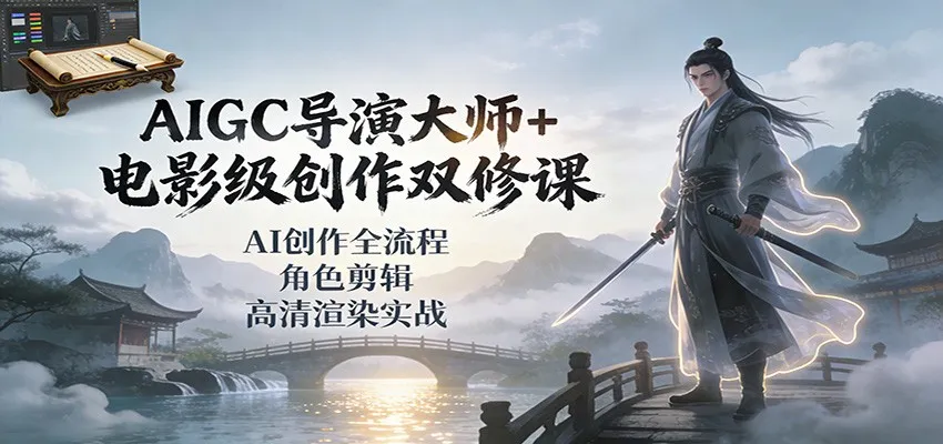AIGC导演大师+电影级创作双修课：AI创作全流程、角色剪辑、高清渲染实战-趣酷猫资源网