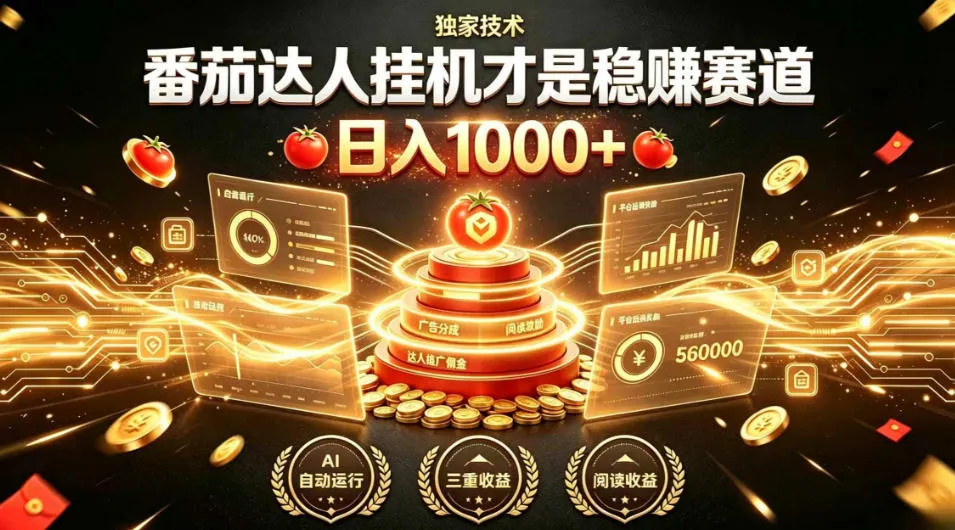 番茄达人挂G稳赚副业攻略：日赚1000+，傻瓜式操作，矩阵放大盈利秘诀【深度解析】_趣客盟