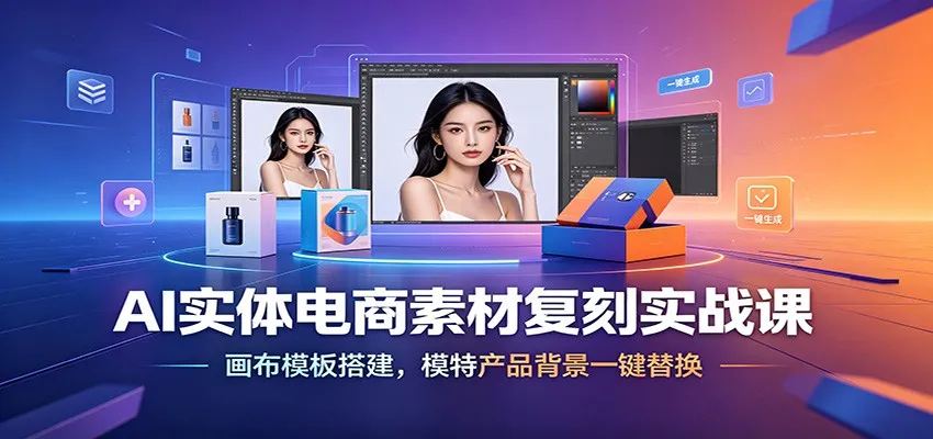 AI实体电商素材高效复刻指南：一键式画布模板构建与模特/产品背景替换教学_趣客盟
