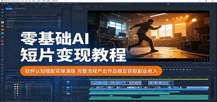 零基础AI短片变现教程：软件认知搭配实操演练，完整流程产出作品稳定获取副业收入_趣客盟