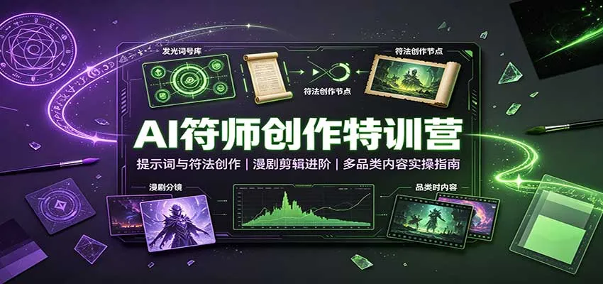 AI符师创作特训营：关键词引导符法创作，漫剧剪辑提升攻略，多领域内容制作实操秘籍 - 趣客盟