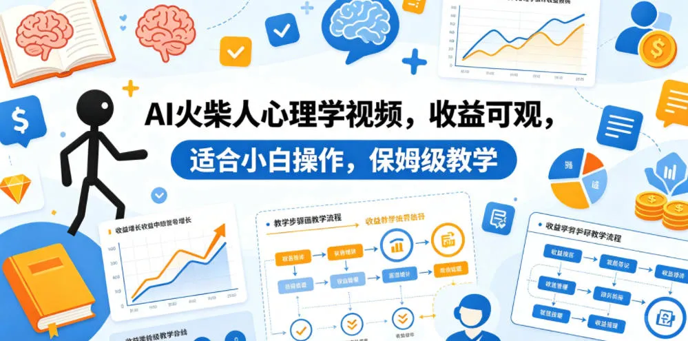 AI火柴人心理学视频，收益可观，适合小白操作，保姆级教学_趣客盟