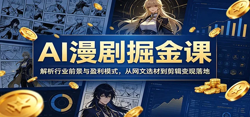AI漫剧掘金课：解析行业前景与盈利模式，从网文选材到剪辑变现落地_趣客盟