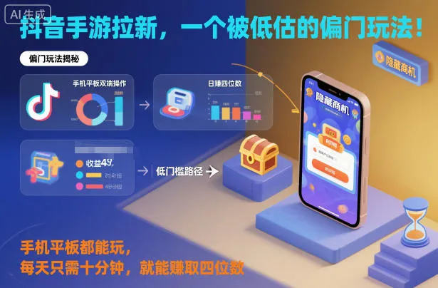 抖音手游拉新,一个被低估的偏门玩法!手机平板都能玩,每天只需十分钟,就能賺取四位数【揭秘】 抖音手游拉新,一个被低估的偏门玩法!手机平板都能玩,每天只需十分钟,就能賺取四位数【揭秘】