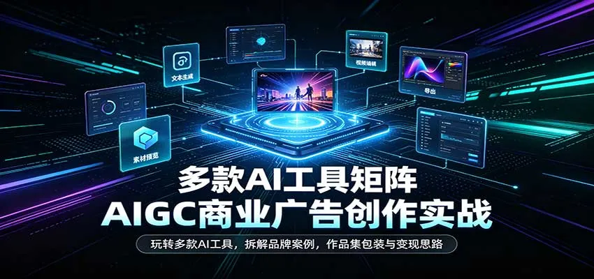 AIGC商业广告创作指南：高效运用AI工具，解析经典品牌案例，打造作品集及盈利策略详解 - 趣客盟