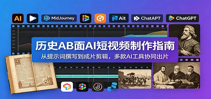 AI短视频制作攻略:历史AB面爆款技巧+五大剪辑工具实战教程_趣客盟