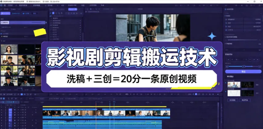 影视剧剪辑搬运攻略：融合洗稿+三创，打造高评分原创视频教程_趣客盟