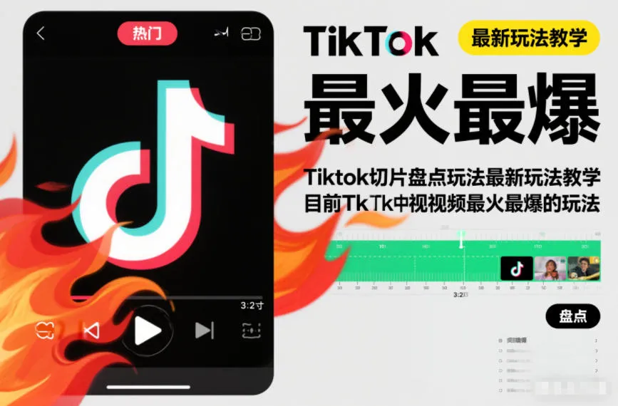Tiktok切片盘点玩法最新玩法教学，目前Tk中视频最火最爆的玩法-趣酷猫资源网