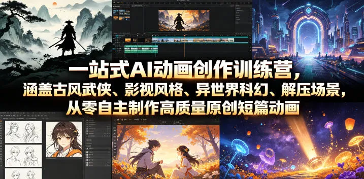 AI动画创作训练营：古风武侠、影视风格、科幻异世界、轻松解压，零基础打造原创高质量短篇动画_趣客盟