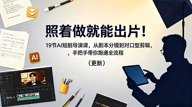 照着做就能出片！19节AI短剧导演课，从剧本分镜到对口型剪辑，手把手带你跑通全流程(更新_趣客盟