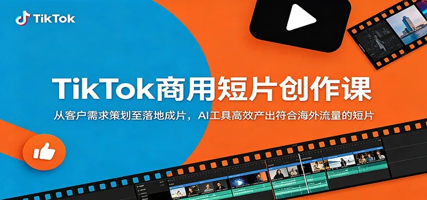 TikTok商用短片创作课：从客户需求策划至落地成片，AI工具高效产出符合海外流量的短片_趣客盟