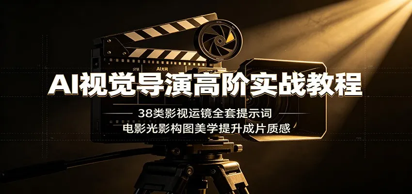 AI视觉导演实战教程：电影级光影构图，38种运镜技巧+全攻略，提升影视成片质感指南_趣客盟
