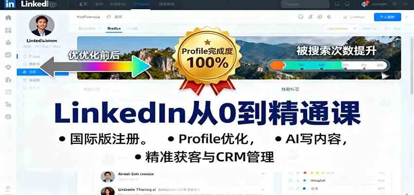 LinkedIn从0到精通课：国际版注册，Profile优化，AI写内容，精准获客与CRM管理-趣酷猫资源网