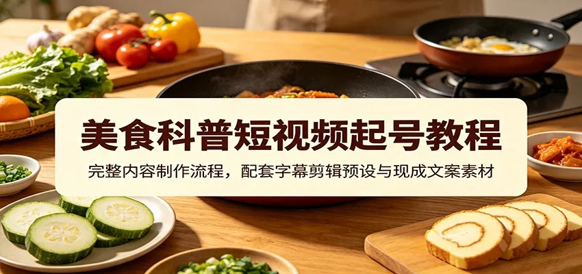 【美食科普短视频起号攻略】揭秘制作流程+字幕剪辑预设+文案素材，快速吸粉！_趣客盟