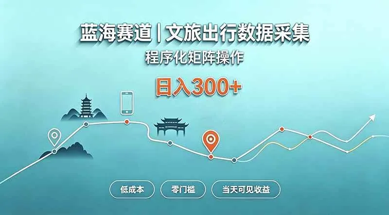 【2024新热】文旅出行数据采集，程序化矩阵操作，低成本零门槛，日入300+收益快报 - 趣客盟