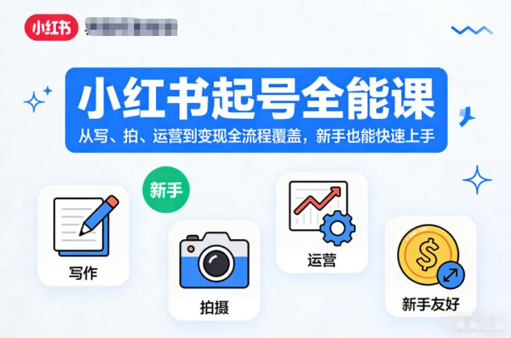 小红书起号全能课，从写、拍、运营到变现全流程覆盖，新手也能快速上手-趣酷猫资源网