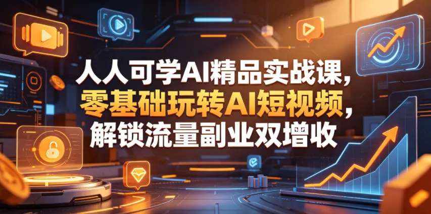 人人可学AI精品实战课，零基础玩转AI短视频，解锁流量副业双增收_趣客盟