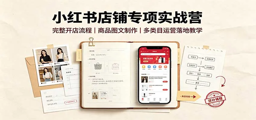 小红书店铺实战训练营：全流程开店指南+商品图文设计+多品类运营实操教学 - 趣客盟
