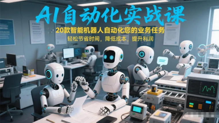 AI自动化实战课：20款智能机器人自动化您的业务任务，轻松节省时间，降低成本，提升利润-趣酷猫资源网