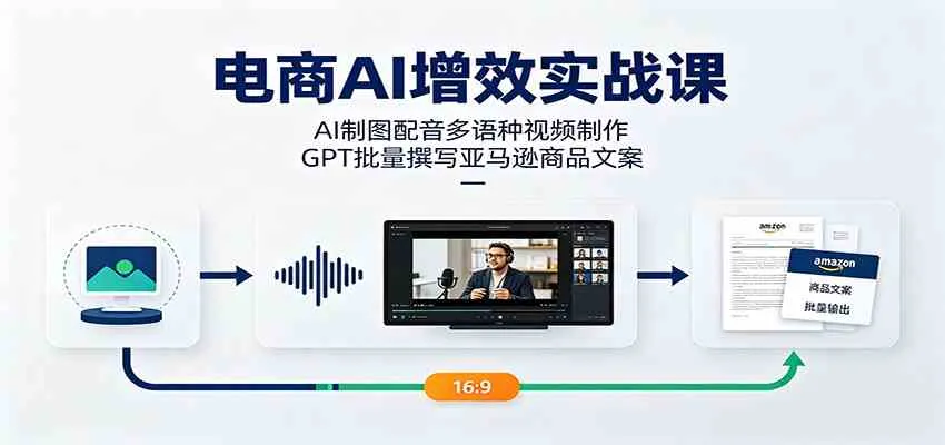 电商AI增效实战课:AI制图配音多语种视频制作,GPT批量撰写亚马逊商品文案 电商AI增效实战课:AI制图配音多语种视频制作,GPT批量撰写亚马逊商品文案