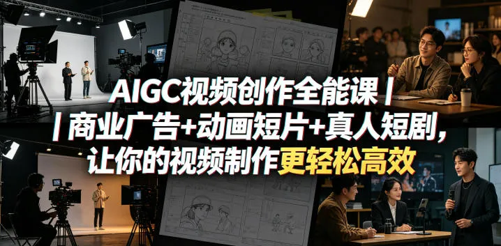 AIGC视频创作全能课｜商业广告+动画短片+真人短剧，让你的视频制作更轻松高效_趣客盟