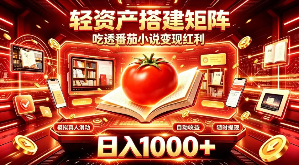 轻资产搭建矩阵,吃透番茄小说变现红利,日入1000+,支持无限矩阵放大【揭秘】