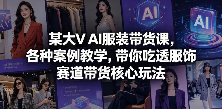某大V AI服装带货课，各种案例教学，带你吃透服饰赛道带货核心玩法_趣客盟