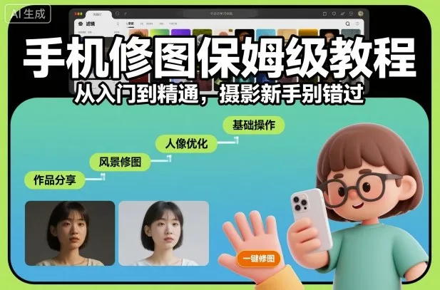 手机修图保姆级教程，从入门到精通，摄影新手别错过-趣酷猫资源网