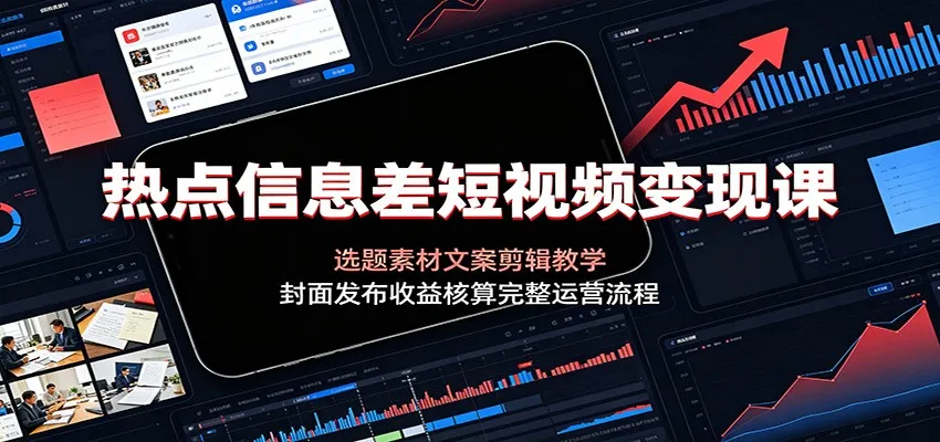 短视频变现攻略课：精选选题+素材文案+剪辑技巧，封面发布与收益核算，全流程运营教学_趣客盟