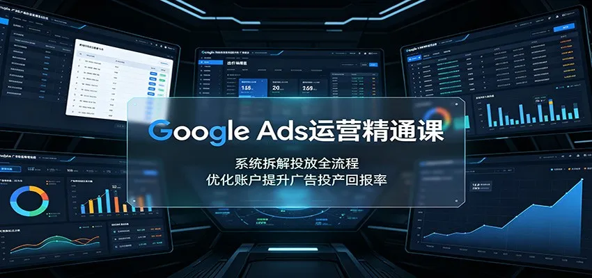 Google Ads全流程投放精讲班：系统解析广告投放，高效优化账户，提升ROI收益最大化 - 趣客盟