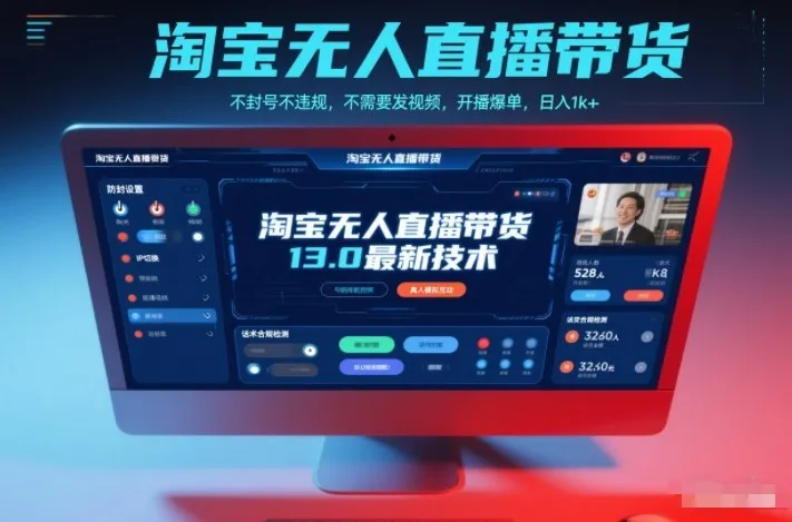 淘宝无人直播带货13.0最新技术，不封号不违规，不需要发视频，开播爆单，日入1k+【揭秘】-趣酷猫资源网