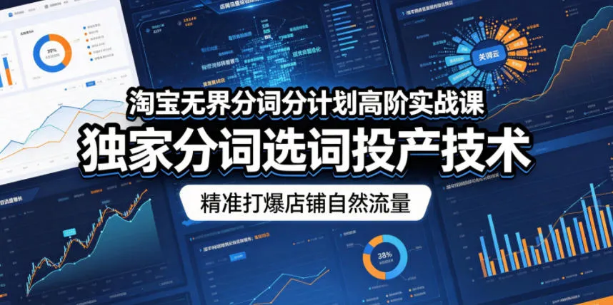 淘宝无界分词分计划高阶实战课，独家分词选词投产技术，精准打爆店铺自然流量_趣客盟