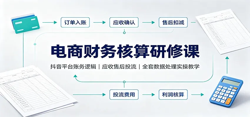 抖音电商财务核算深度解析：掌握账务逻辑，应收售后投流技巧，实操数据处理教学课程 - 趣客盟