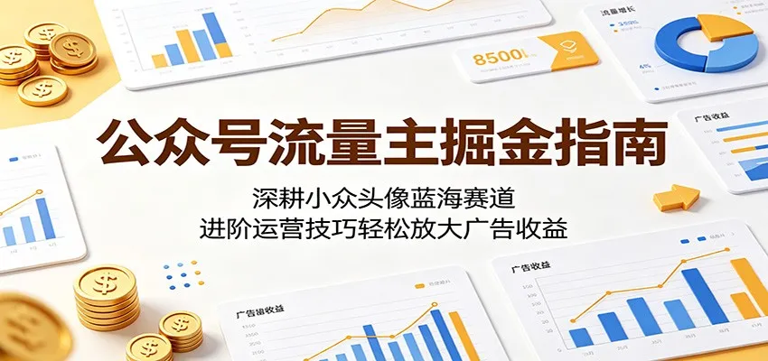 公众号流量主掘金指南：深耕小众头像蓝海赛道，进阶运营技巧轻松放大广告收益_趣客盟