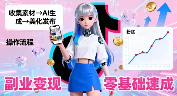 副业拆解：抖音新风口，靠AI美女图日引500粉，无需拍摄、不用真人-趣酷猫资源网