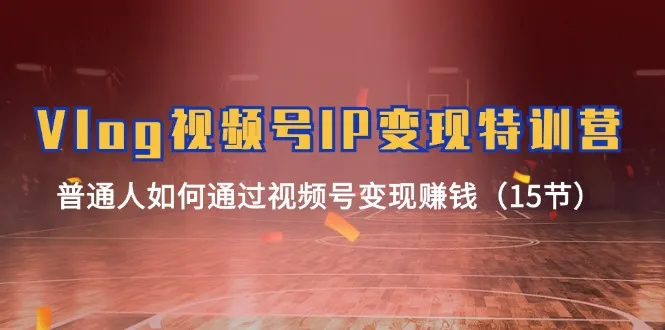 Vlog视频号IP变现特训营，普通人如何通过视频号变现赚钱（15节）-趣酷猫资源网