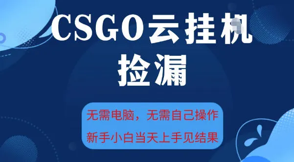 CSGO云挂G全自动捡漏，最新独家玩法，无需电脑操作，新手小白日入5张+【揭秘】-趣酷猫资源网