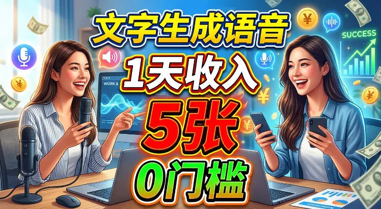 “文字转语音赚钱项目，日入5单轻松实现，简单高效美元项目推荐” - 趣客盟